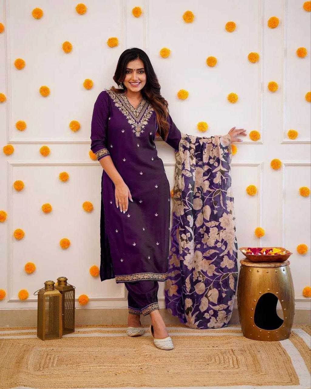 Viscose Rayon Embroidery Designer Suit - MYLUXURY LANE ENTERPRISE